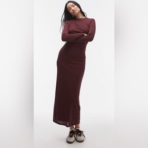 Topshop Deep Burgundy Long Sleeve Dress